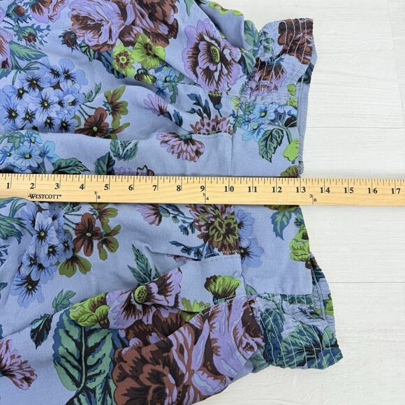 Anthropologie Purple and Blue Floral Wide Leg Pants - Picture 13 of 16